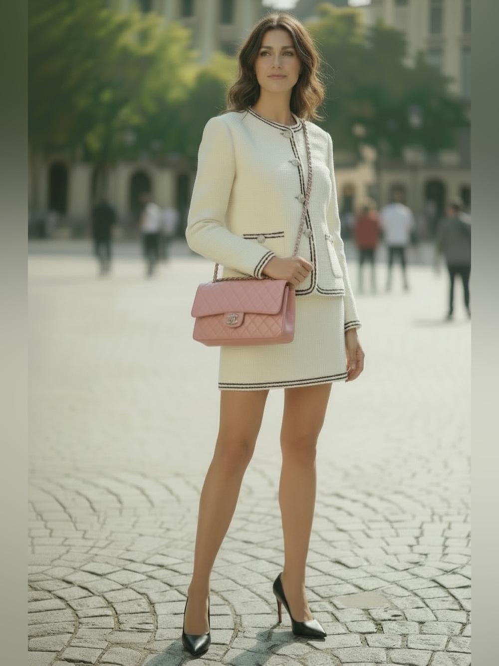 Vintage CHANEL medium double flap classic pink caviar leather bag